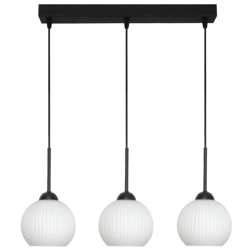 LAMPA SUFITOWA WISZĄCA CZARNA KLOSZ SZKLANY BIAŁY FIONA 14-984
