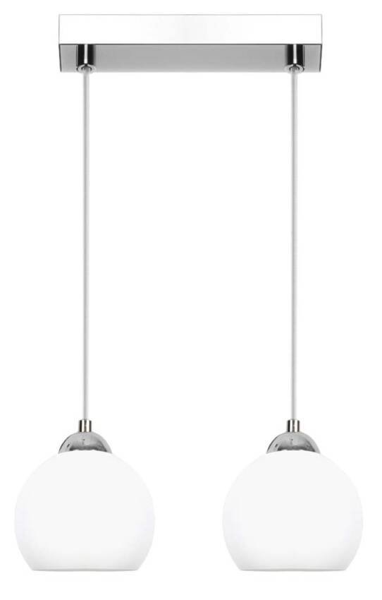 Lampa wisząca sufitowa chrom klosz biały MOKA SILVER 13-678