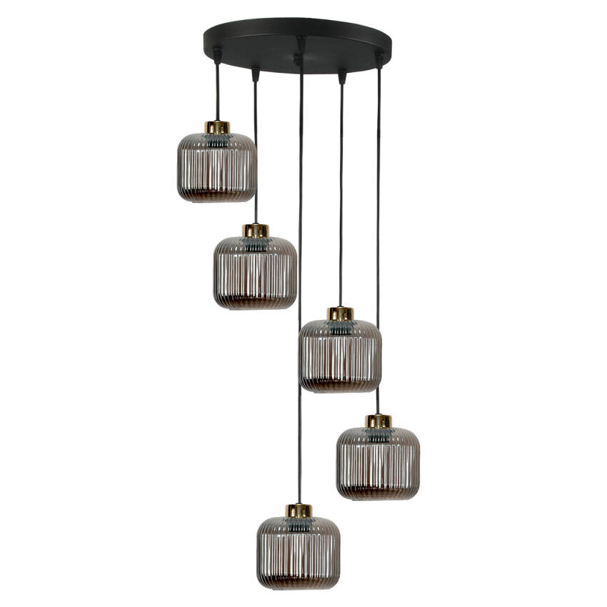 LAMPA SUFITOWA WISZĄCA CZARNA KLOSZ SZKLANY GRAFIT KORN 14-970
