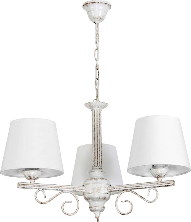 Lampa wisząca sufitowa biała stare złoto abażur biały METTE 9-892