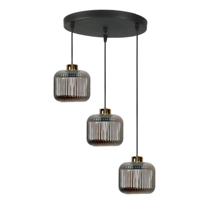 LAMPA SUFITOWA WISZĄCA CZARNA KLOSZ SZKLANY GRAFIT KORN 14-972