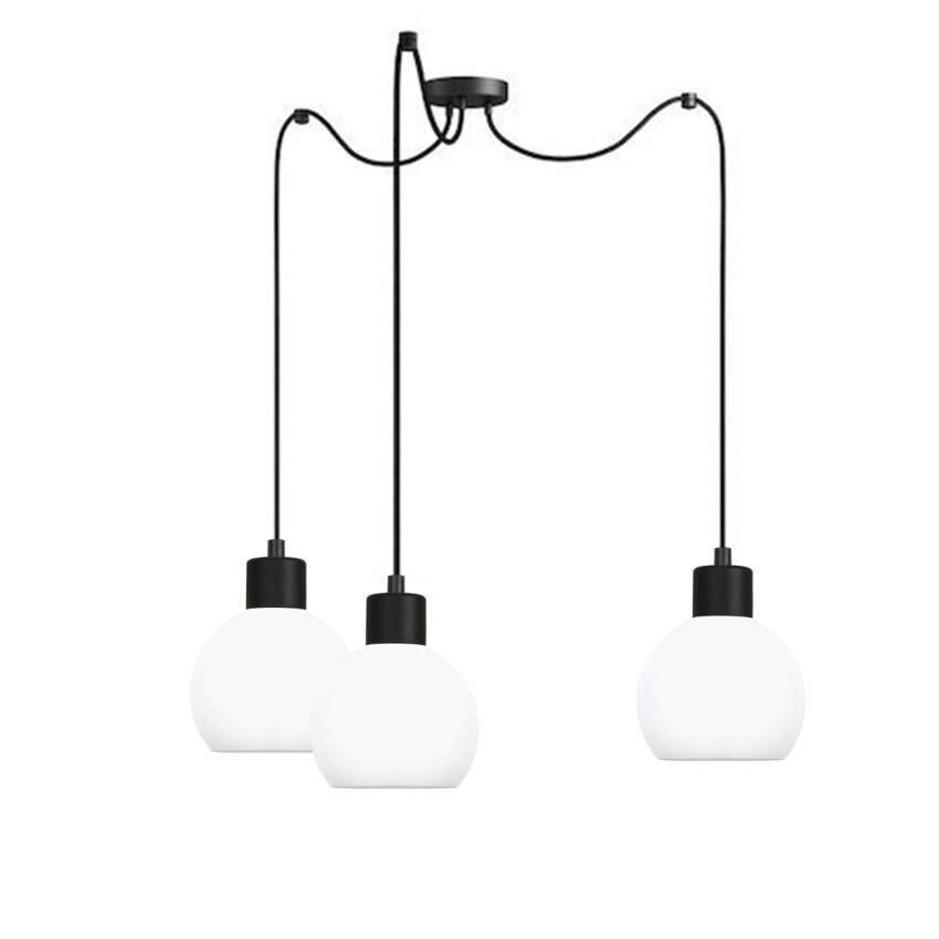 Lampa wisząca sufitowa czarna klosz biały MOKA 14-122
