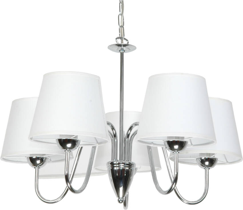 Lampa wisząca chromowa żyrandol abażur biały DAGMA 14-730