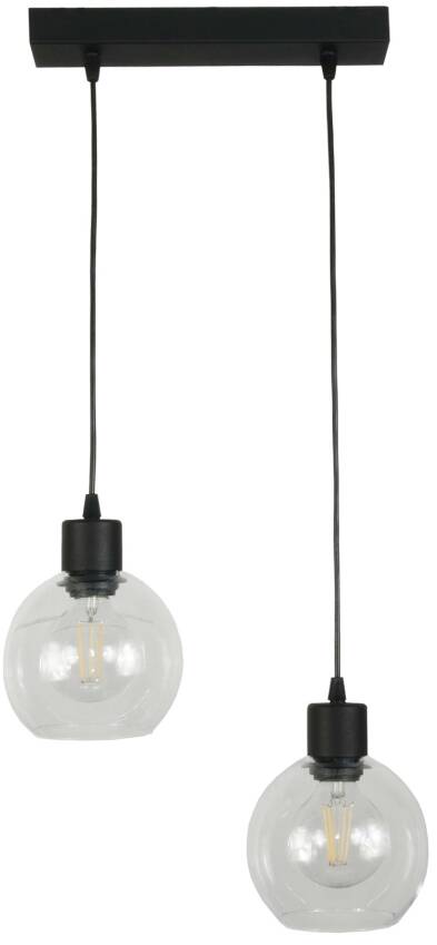 Lampa wisząca sufitowa czarna klosz bezbarwny   VIGA 13-218