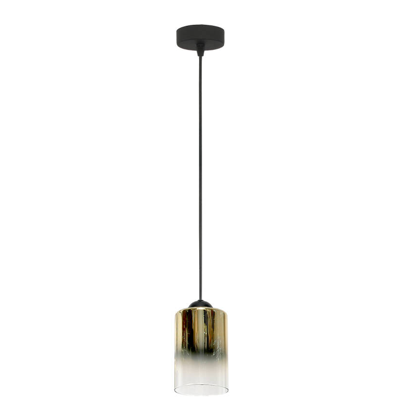 LAMPA SUFITOWA WISZĄCA CZARNA KLOSZ SZKLANY ZŁOTY TRANSPARENT FIORD 15-535