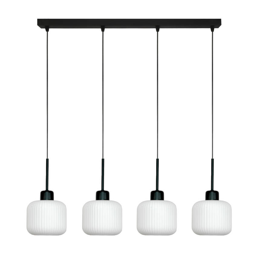 LAMPA SUFITOWA WISZĄCA CZARNA KLOSZ SZKLANY BIAŁY BEKA BIANCO 14-961