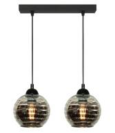Lampa wisząca sufitowa czarna klosz srebne paski MODE 14-298