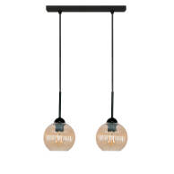 LAMPA SUFITOWA WISZĄCA CZARNA KLOSZ SZKLANY BURSZTYNOWY PION 15-038