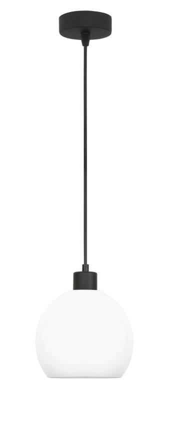 Lampa wisząca sufitowa czarna klosz biały KATARA 14-175