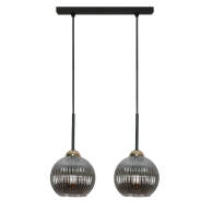 LAMPA SUFITOWA WISZĄCA CZARNA KLOSZ SZKLANY GRAFITOWY PION 15-028