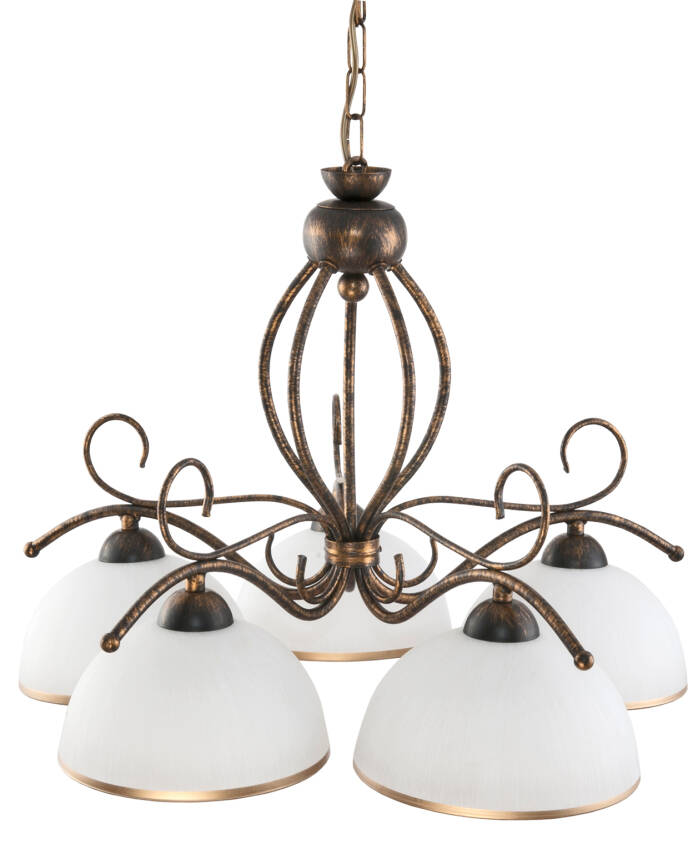 Lampa wisząca sufitowa czarna stare złoto klosz biały GOMERA 9-980