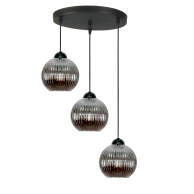 LAMPA SUFITOWA WISZĄCA CZARNA KLOSZ SZKLANY GRAFITOWY SFERA 15-052