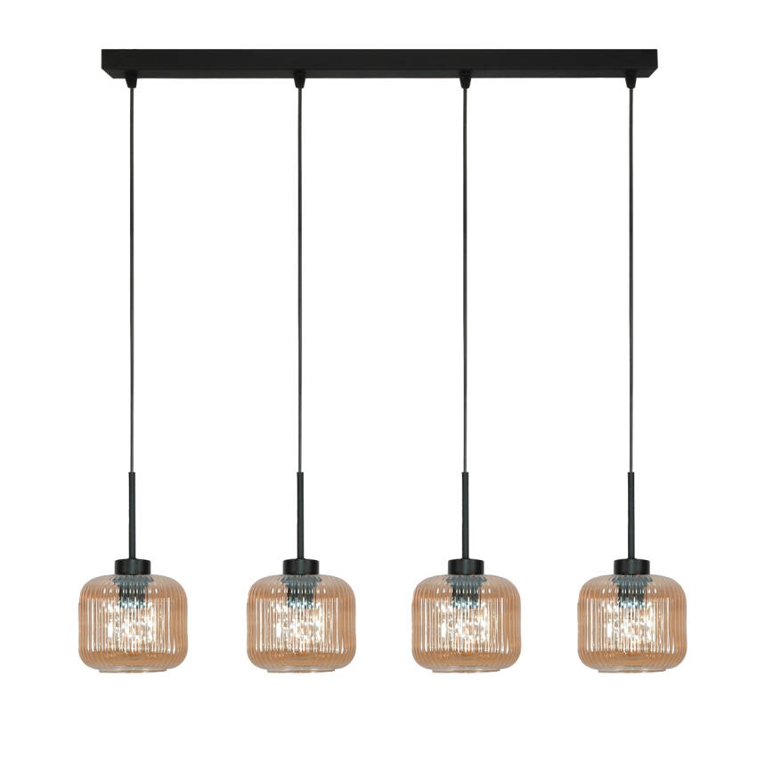 LAMPA SUFITOWA WISZĄCA CZARNA KLOSZ SZKLANY BURSZTYNOWY BEKA AMBER 15-011