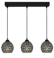 Lampa wisząca sufitowa czarna klosz kryształki KLAUDIUSZ 14-742