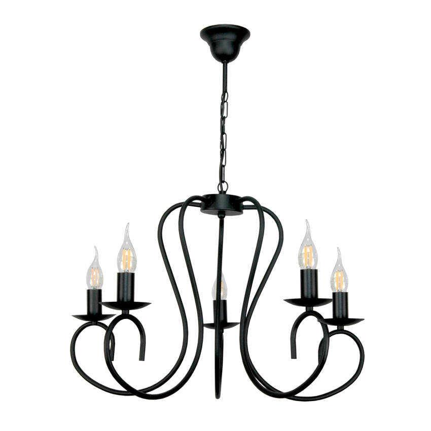 LAMPA WISZĄCA ŻYRANDOL ŚWIECZNIK KLASYCZNY CZARNY 15-520 PLOMYK
