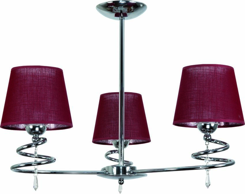 Plafon sufitowy chrom z kryształkami abażur czerwony QUEEN RED II 12-692
