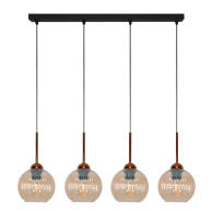 LAMPA SUFITOWA WISZĄCA CZARNA KLOSZ SZKLANY BURSZTYNOWY PION 15-041
