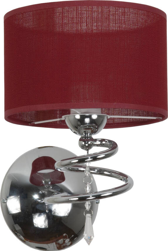 Kinkiet ścienny chrom z kryształkami  abażur czerwony QUEEN RED 12-643