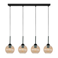 LAMPA SUFITOWA WISZĄCA CZARNA KLOSZ SZKLANY BURSZTYNOWY PION 15-031