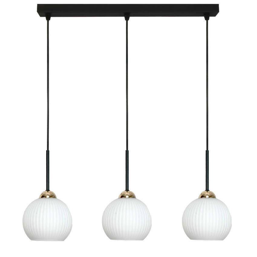 LAMPA SUFITOWA WISZĄCA CZARNA KLOSZ SZKLANY BIAŁY FIONA 14-994
