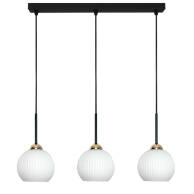 LAMPA SUFITOWA WISZĄCA CZARNA KLOSZ SZKLANY BIAŁY FIONA 14-994