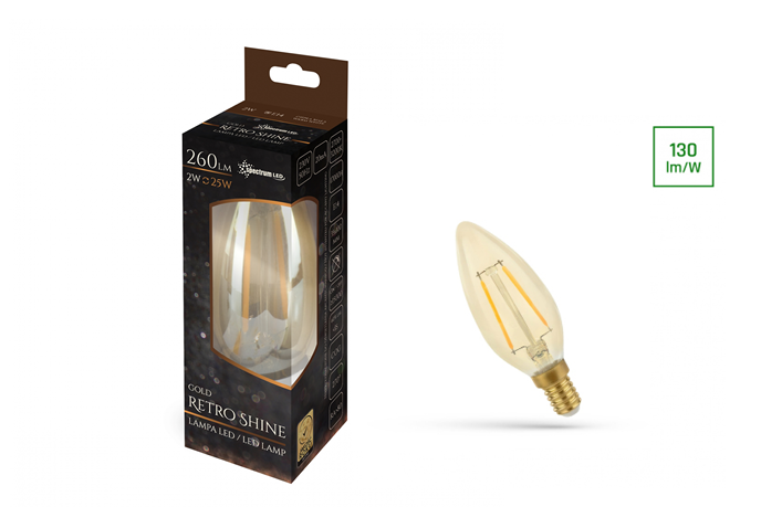 ŻARÓWKA ŚWIECZKA LED E14 2W 260 lm CIPEŁA RETROSHINE 