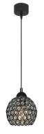 Lampa wisząca sufitowa czarna klosz kryształki KLAUDIUSZ 14-745