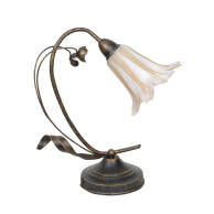 Lampa stołowa czarna stare złoto klosz szklany TADOS 266K