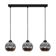 LAMPA SUFITOWA WISZĄCA CZARNA KLOSZ SZKLANY GRAFITOWY SFERA 15-054