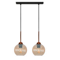 LAMPA SUFITOWA WISZĄCA CZARNA KLOSZ SZKLANY BURSZTYNOWY PION 15-048