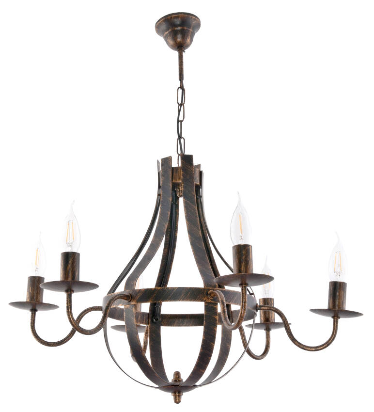 Lampa wisząca sufitowa świecznik czarna stare złoto ELEN NEGRO 11-360/6