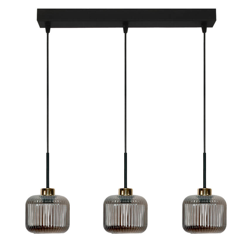LAMPA SUFITOWA WISZĄCA CZARNA KLOSZ SZKLANY GRAFIT KORN 14-974