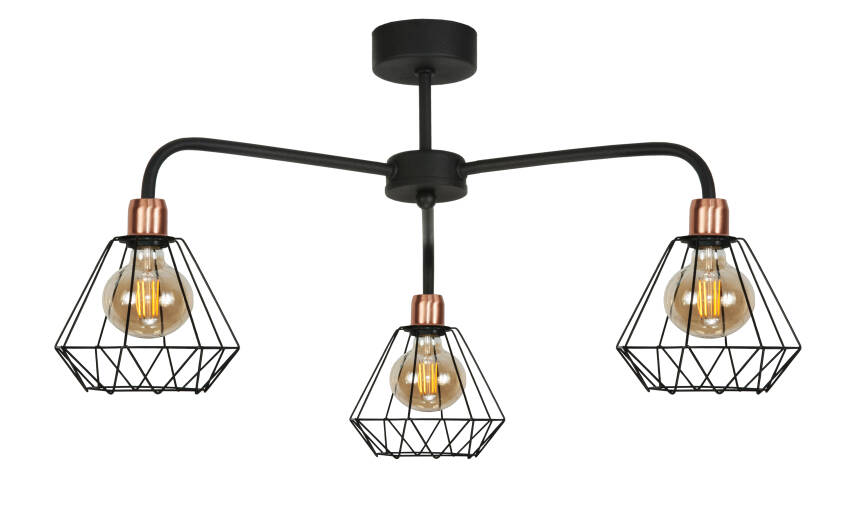 Plafon sufitowy industrialny loft czarny DONALD 14-512