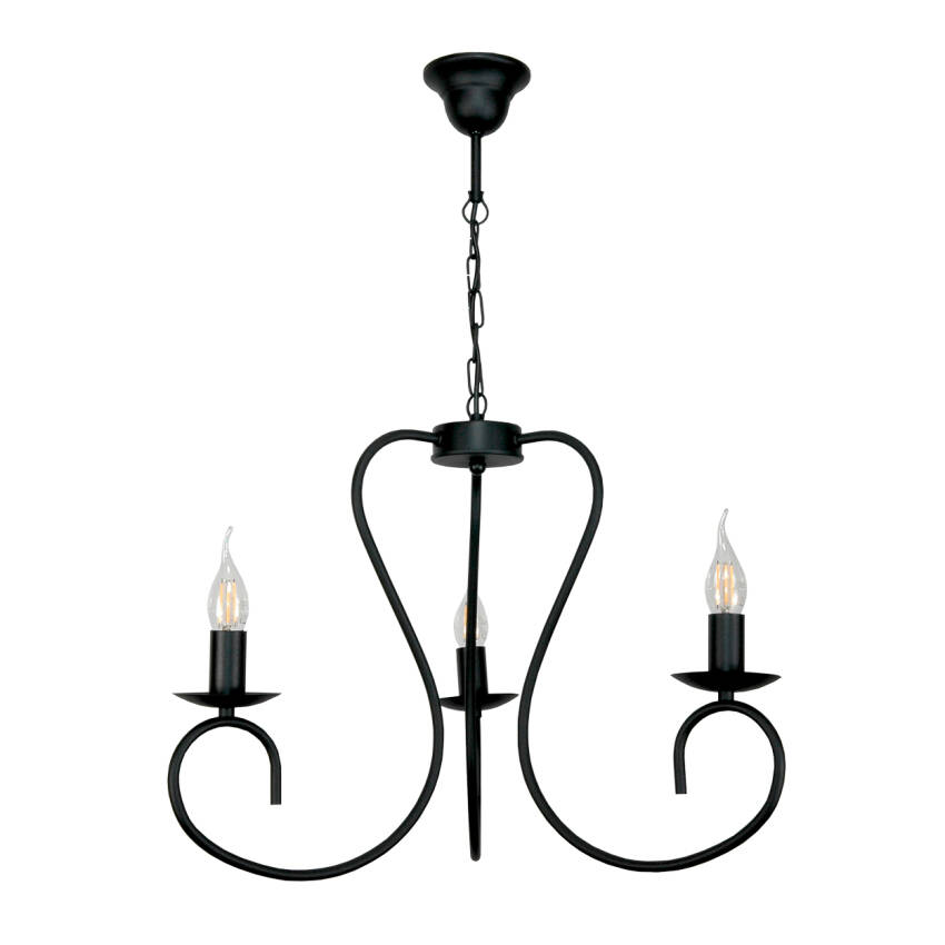 LAMPA WISZĄCA ŻYRANDOL ŚWIECZNIK KLASYCZNY CZARNY 15-522 PLOMYK