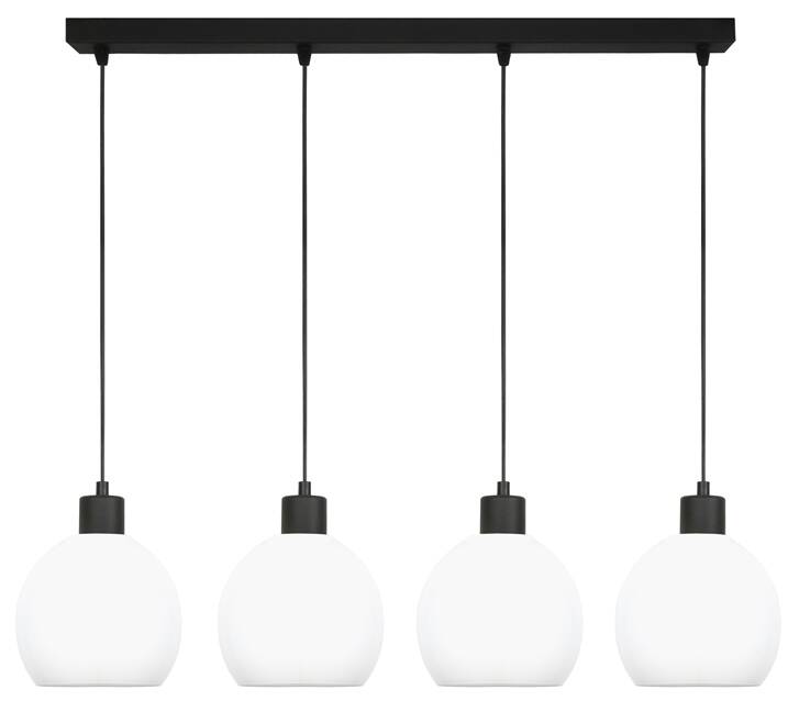 Lampa wisząca sufitowa czarna klosz biały KATARA 14-171