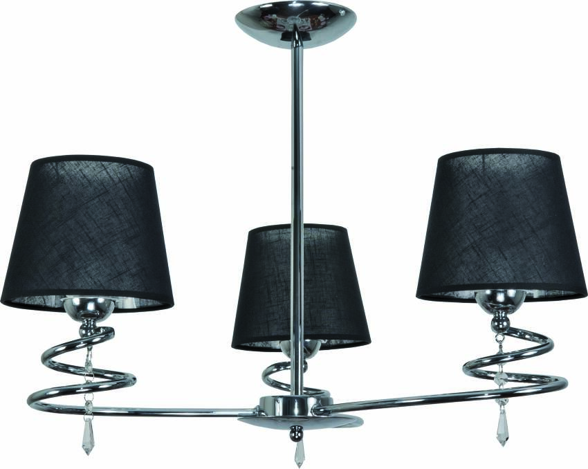 Plafon sufitowy chrom z kryształkami abażur czarny QUEEN NEGRO II 12-682