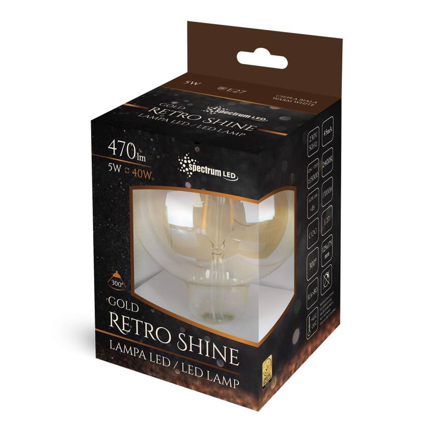 ŻARÓWKA LED GLOB E27 5W 470 lm CIEPŁA RETROSHINE