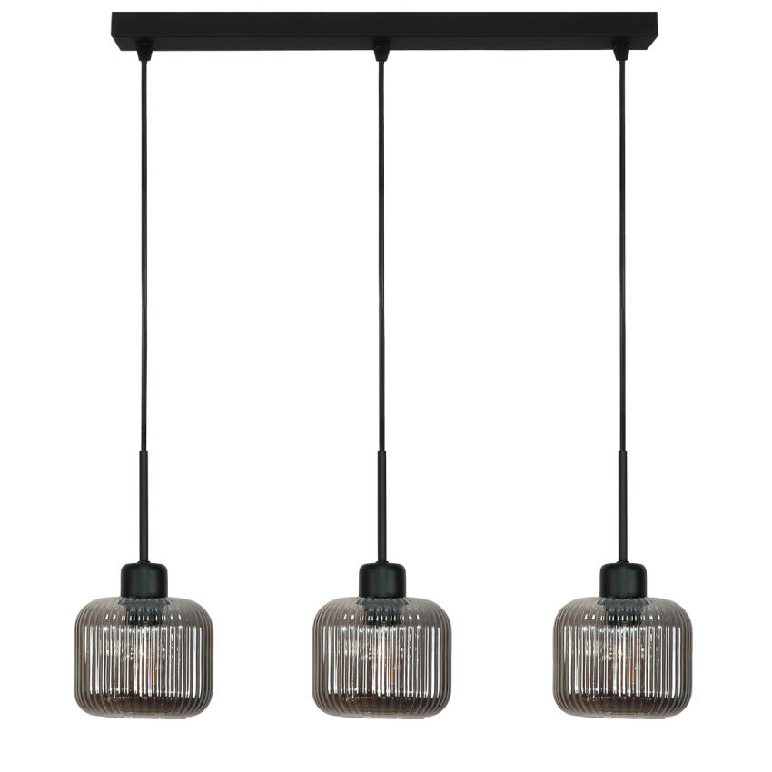 LAMPA SUFITOWA WISZĄCA CZARNA KLOSZ SZKLANY GRAFIT BEKA GREY 15-004