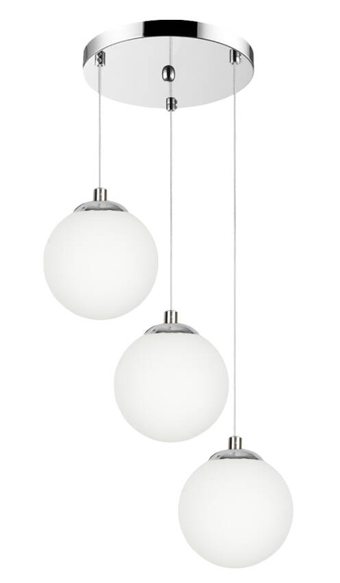 LAMPA WISZĄCA SUFITOWA CHROM KLOSZ SZKLANY KULA BIAŁA LED LEPE 13-572