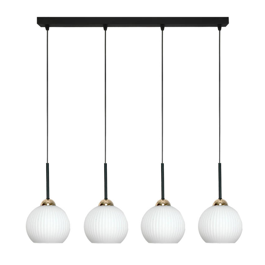 LAMPA SUFITOWA WISZĄCA CZARNA KLOSZ SZKLANY BIAŁY FIONA 14-991