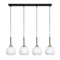 LAMPA SUFITOWA WISZĄCA CZARNA KLOSZ SZKLANY BIAŁY FIONA 14-991