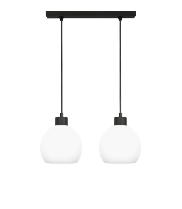 Lampa wisząca sufitowa czarna klosz biały KATARA 14-178