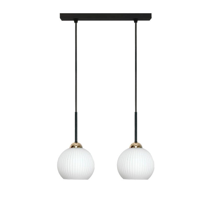 LAMPA SUFITOWA WISZĄCA CZARNA KLOSZ SZKLANY BIAŁY FIONA 14-998