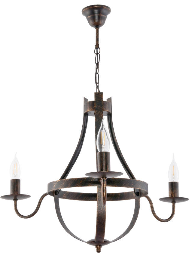 Lampa wisząca sufitowa świecznik czarna stare złoto ELEN NEGRO 11-362