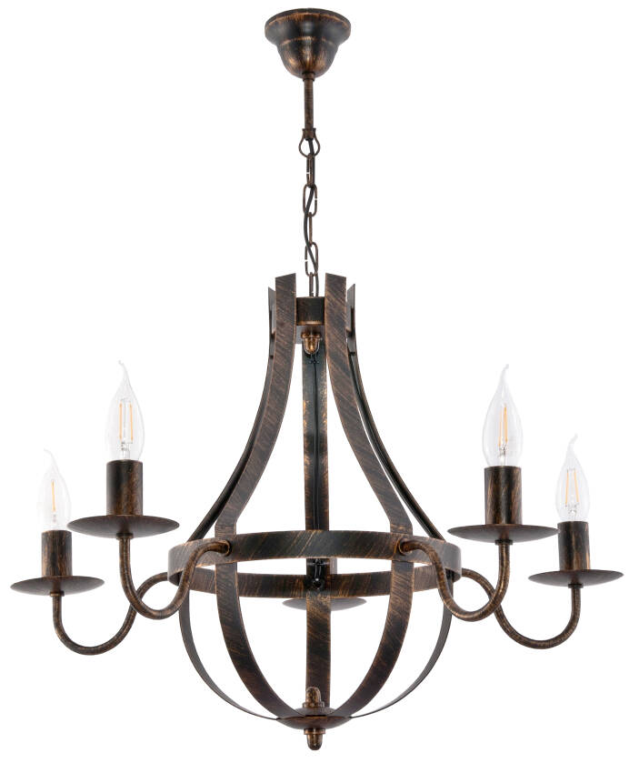 Lampa wisząca sufitowa świecznik czarna stare złoto ELEN NEGRO 11-360