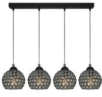 Lampa wisząca sufitowa czarna klosz kryształki KLAUDIUSZ 14-741