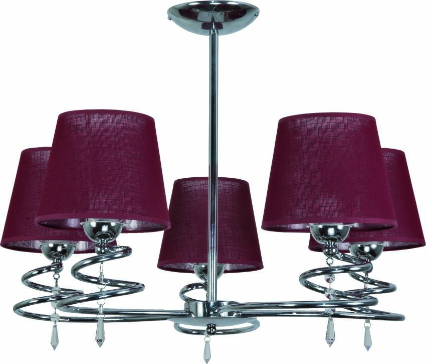 Plafon sufitowy chrom z kryształkami abażur czerwony QUEEN RED II 12-690