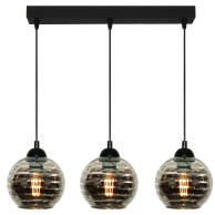 Lampa wisząca sufitowa czarna klosz srebne paski MODE 14-292