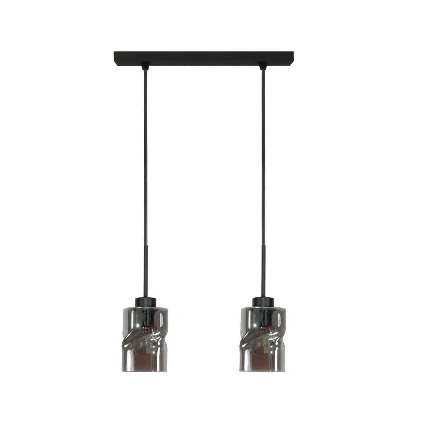 LAMPA SUFITOWA WISZĄCA CZARNA KLOSZ SZKLANY GRAFIT GRETA 15-548