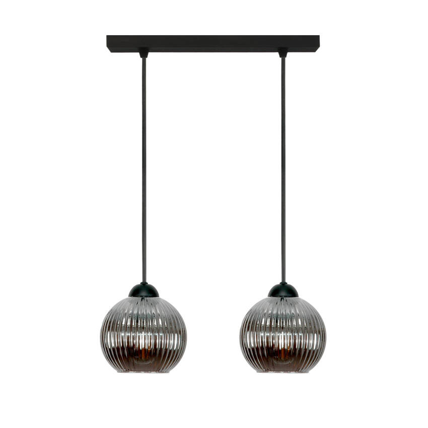 LAMPA SUFITOWA WISZĄCA CZARNA KLOSZ SZKLANY GRAFITOWY SFERA 15-058